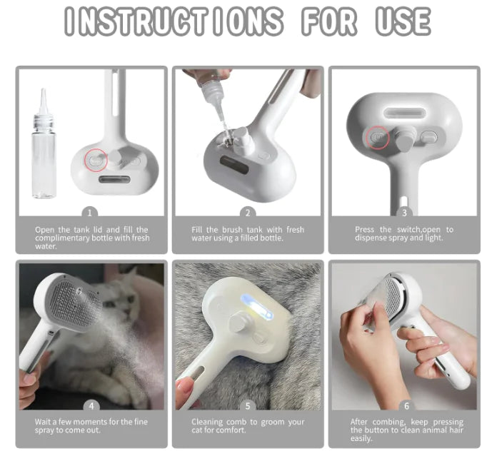 Pet Grooming Brush with Water Tank